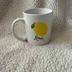 White Ceramic Lemon Mug - Bright Yellow Print